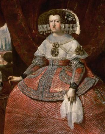 Diego Velazquez Konigin Maria Anna von Spanien in hellrotem Kleid Sweden oil painting art